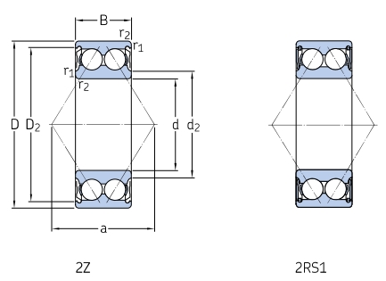 角接觸球軸承，品牌：SKF，尺寸圖3