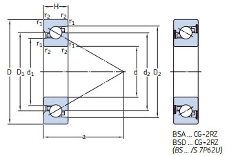 角接觸球軸承，品牌：SKF，尺寸圖1